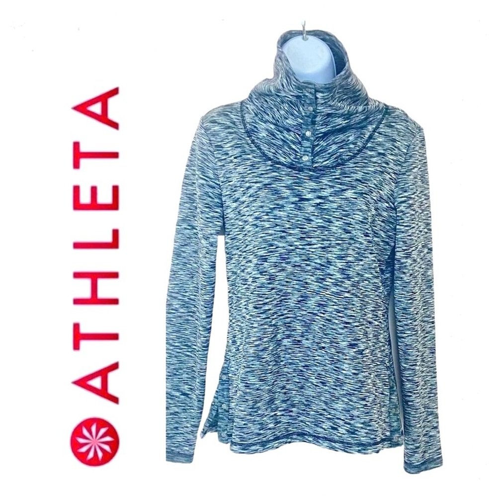 Athleta Pullover Coaster Sweatshirt Small Space Dye Funnel Neck Pockets Cozy